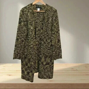 Black and Gold Long Knit Cardigan  Sweater by Jones New York